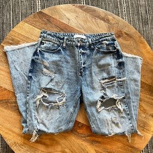 KanCan Destroyed Mom Jeans, 28